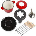 Chocolate Fondue Set with 6 Forks Stylish Cast Iron Porcelain Enamel Pot